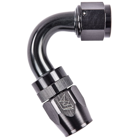 JEGS AN 120-Degree Max Flow Swivel Hose End [-10 AN Female to -10 AN Hose, Black]