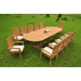 thumbnail image 5 of Grade-A Teak Dining Set: 12 Seater 13 Pc: 118" Mas Oval Trestle Leg Table And 12 Giva Arm Chairs Outdoor Patio WholesaleTeak #51GV2713, 5 of 6