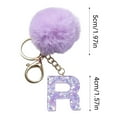 thumbnail image 1 of CaiYueKe 26 Letter Initial Keychain with Purple Pom Poms - Velvet Pendant Charm for Backpack Purse, Alphabet Jewelry Gift for Women Men Friends Holiday Party Decoration, 1 of 6