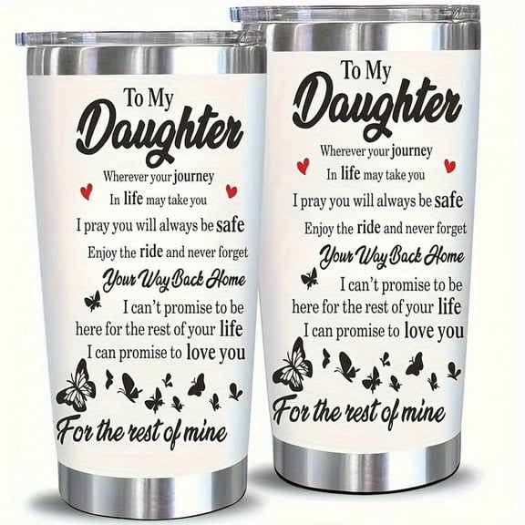 1pc, To My Daughter Tumbler With Lid, 20oz Water Water Bottle, Insulated Water Cups, Summer Winter Drinkware, Outdoor Travel