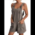 thumbnail image 2 of Cortos de Verano A para Mujer, Casuales Sin Mangas con Bolsillos Marrón S, 2 of 9