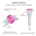 thumbnail image 5 of Oval Shape Lab Grown Pink Sapphire Solitaire Ring with Diamond (4 Carat), 14K White Gold, US 12.50, 5 of 8