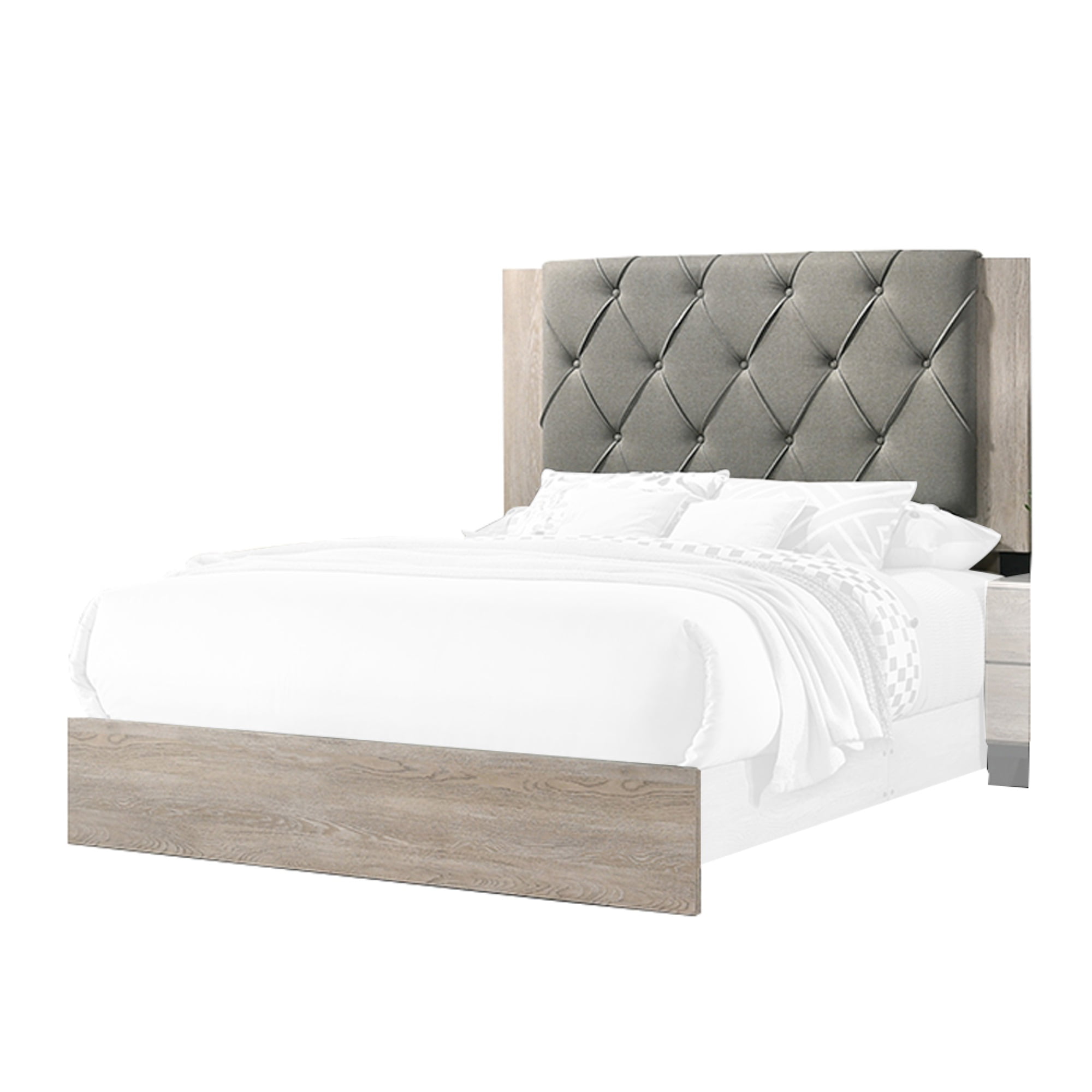 Gray/White Twin Full Queen King Size Upholstered Headboard Bedroom Furniture 