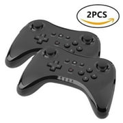 2PC W ireless Controller Gamepad Joypad Joystick Remote Black W ireless Controller for Nintendo Wii U Pro