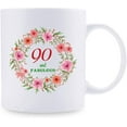 thumbnail image 2 of 90th Birthday Gifts for Women - 90 and Fabulous with A Garland Birthday Mug - 90 Year Old Present Ideas for Mom, Wife, Grandmother, Daughter, Sisters, Friends, Colleague, Coworker - 11 oz Coffee Mug, 2 of 7