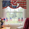 thumbnail image 2 of U.S. Flag Eagle Feather Tie Up Valances Curtain, Adjustable Kitchen Independence Day Red Wood Striped Vintage Valances for Windows Decor, Rod Pocket Short Curtains Set for Bedroom/Bathroom, 60"x18", 2 of 9