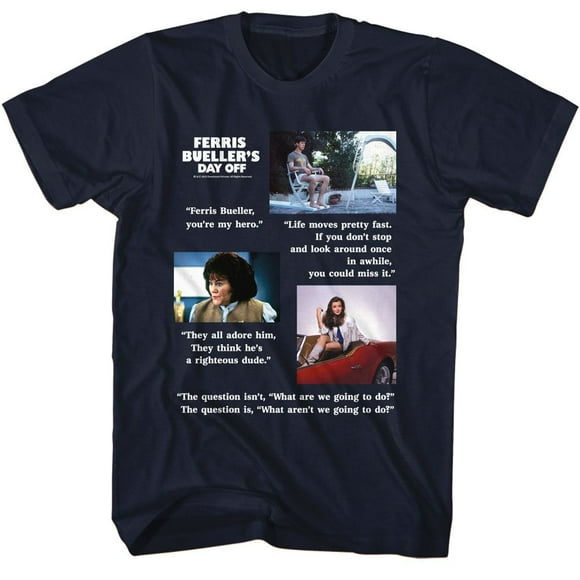 Ferris Bueller's Day Off Quotes Navy T-Shirt