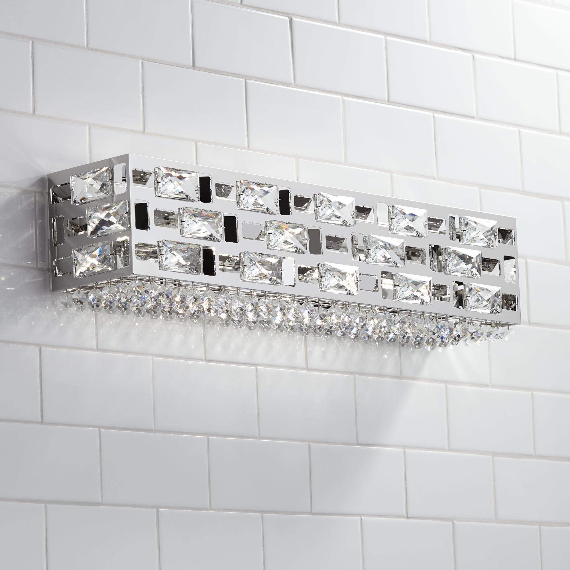 Modern LED Vanity Light with Crystal Chrome Bathroom Light Fixtures Modern Wall 