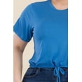 thumbnail image 4 of Plus Size Tie Front Drawstring Short Sleeve Crop Top, 4 of 5