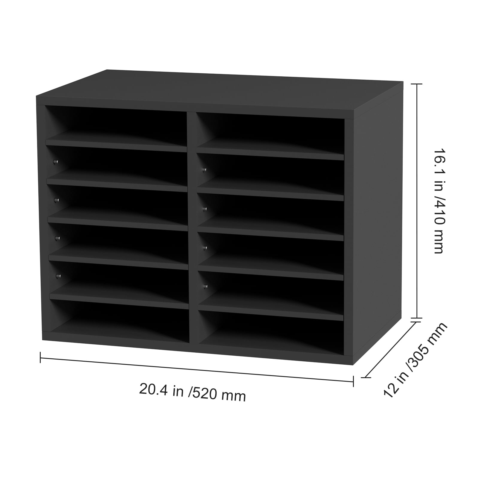VEVOR Wood Literature Organizer Adjustable File Sorter 12 Compartments Countertop Literature Organizer Paper Storage Holder Gray
