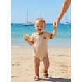 thumbnail image 5 of BemeyourBBs Newborn Baby Boy Summer Clothes Infant Baby Boys Mothers Day Outfit Bubble Romper Mama's Boy Letters Crew Neck Short Sleeve Bear Embroidery Waffle Knit Bodysuit Jumpsuit, 5 of 9