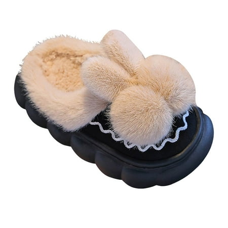 

Rrunsv Boys Girls Slippers Kids House Cute Slippers for Toddler Plush Warm Slippers Non-Slip Indoor bedroom Winter Shoes Black 4