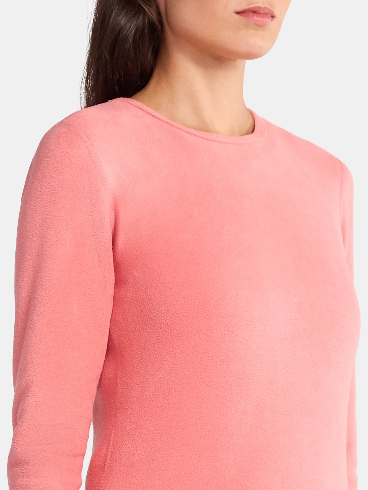 ClimateRight by Cuddl Duds Women's Warm Stretch Fleece Long Sleeve Crew Neck Thermal Base Layer Top, Sizes XS to 4X