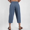 thumbnail image 4 of WTOBBY Men's Cotton Linen Beach Capri Pants, Casual Split Hem Solid Color for Vacation Comfort Daily Wear ,Navy L, 4 of 5
