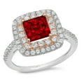 thumbnail image 2 of 2.07 ct Princess Cut Natural Garnet Halo Engagement Ring for Women in 18K White/Rose Gold, 2 of 2