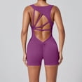 thumbnail image 6 of DHFJKG Workout Romper For Women Backless Sleeveless V Neck Sexy Yoga One Piece Short Jumpsuit Summer Gym Athletic Outfit Trendy Onesie, 6 of 7