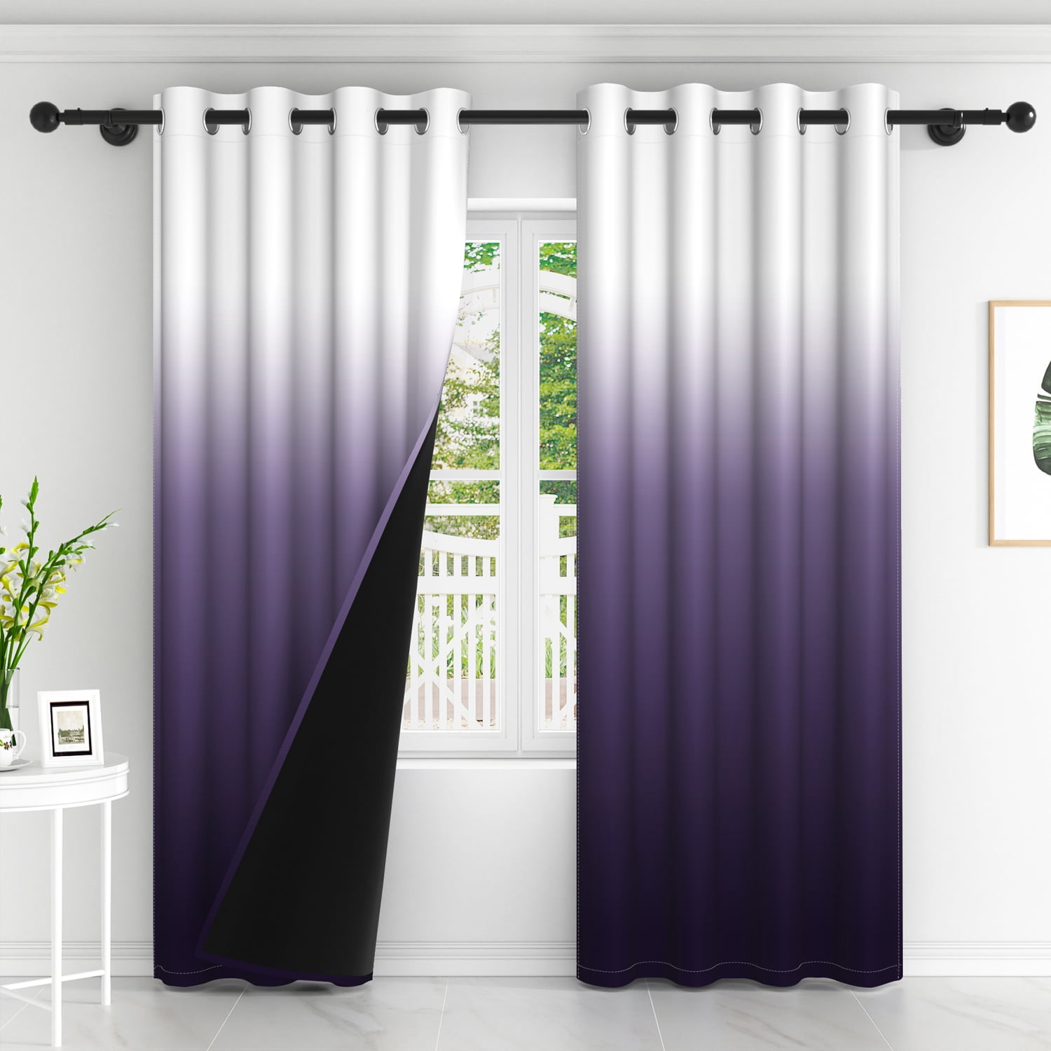 LFEEY Purple Blackout Curtains, Grommet Light Blocking Room Darkening for Bedroom, 52x96 inches, 2 panels