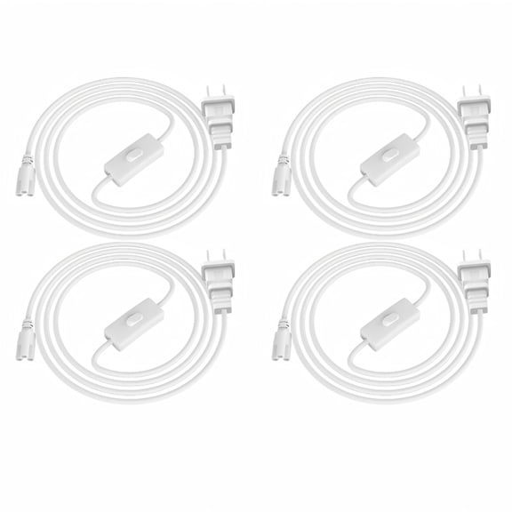 CNSUNWAY 6FT Plug Power Extension Cords with On/Off Switch for T5 T8 Tubes, 4Pcs