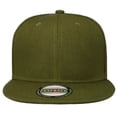 thumbnail image 5 of 2-pack Classic Snapback Hat Cap Hip Hop Style Flat Bill Blank Solid Color Adjustable Size Army Green & Army Green, 5 of 6