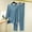 Blue, variant on Wensltd Womens Long Sleeve Pajama Sets V-neck Pullover Top and Pants Casual Sleepwear Sets