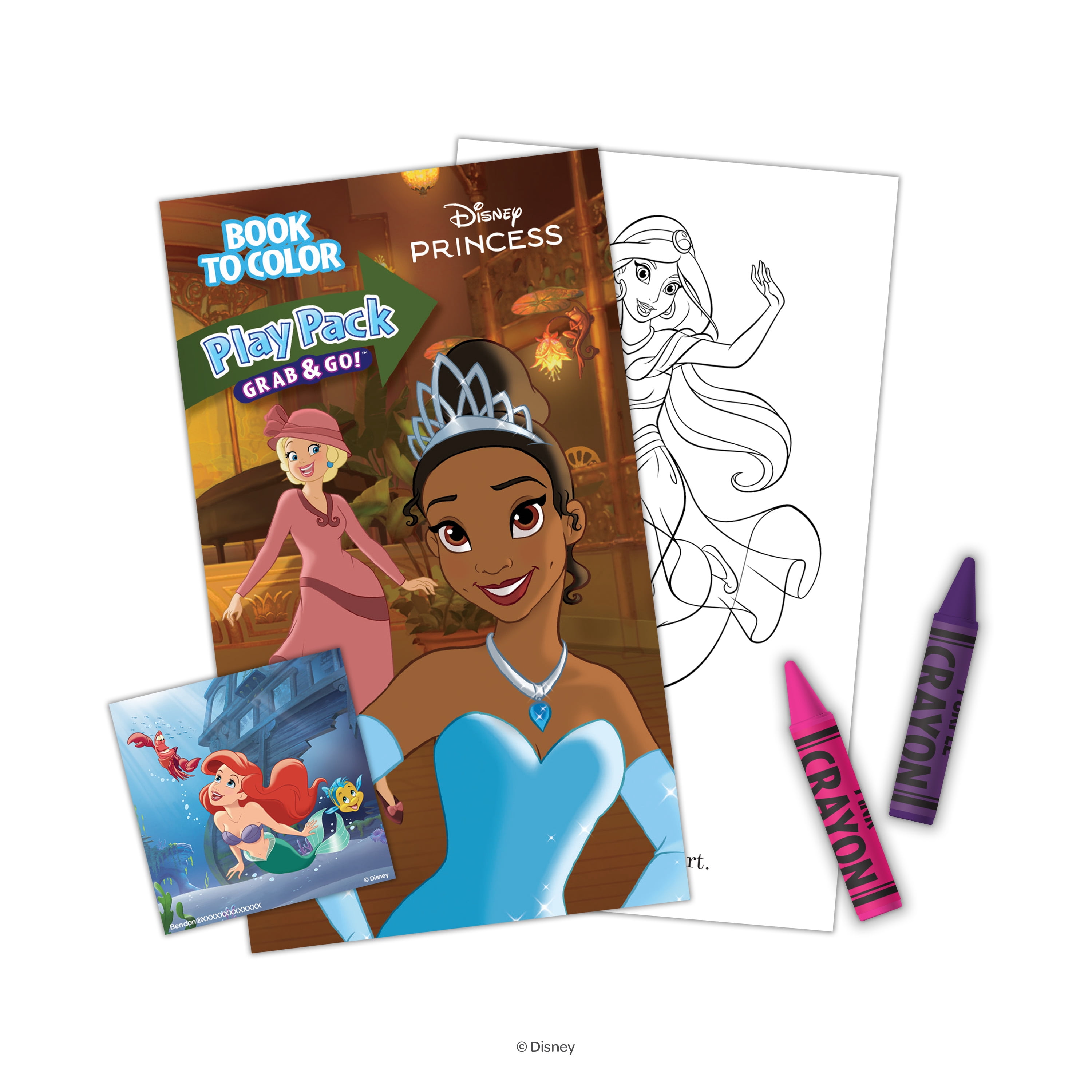 (2 pack) Disney Princess 8 Count Mini Play Pack with Small Coloring Book and Crayons, Paper Party Favors