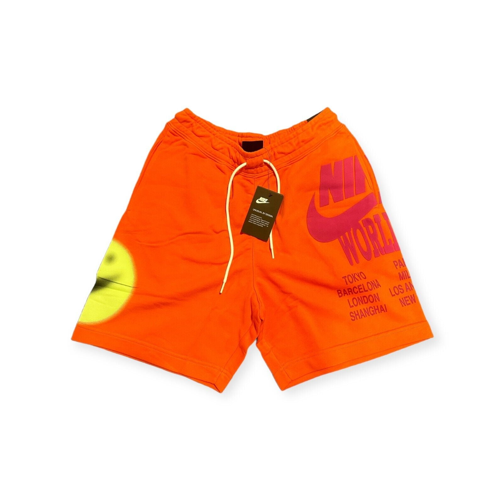 Men s Nike Sportswear French Terry Athletic Shorts World Tour Orange DA0645 842 S Walmart