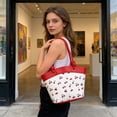 thumbnail image 4 of Cherry Purse Fruit Printed Bucket Tote Shoulder Bag, Cherry Leather Tote Bag, Cute Y2K Shoulder Purse for Women, Pink Designer Handbag with Top Handle, Fruit Print Clutch Satchel, 4 of 5