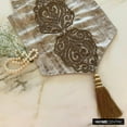thumbnail image 5 of Decorative Gold Table Runner Coffee Table Runner (14 x 36 inch), Zardozi Damask, Foil & Beaded with Tassels Table Runner, Silk fabric Table Linen, Damask Pattern - Aurelian Royalty, 5 of 10