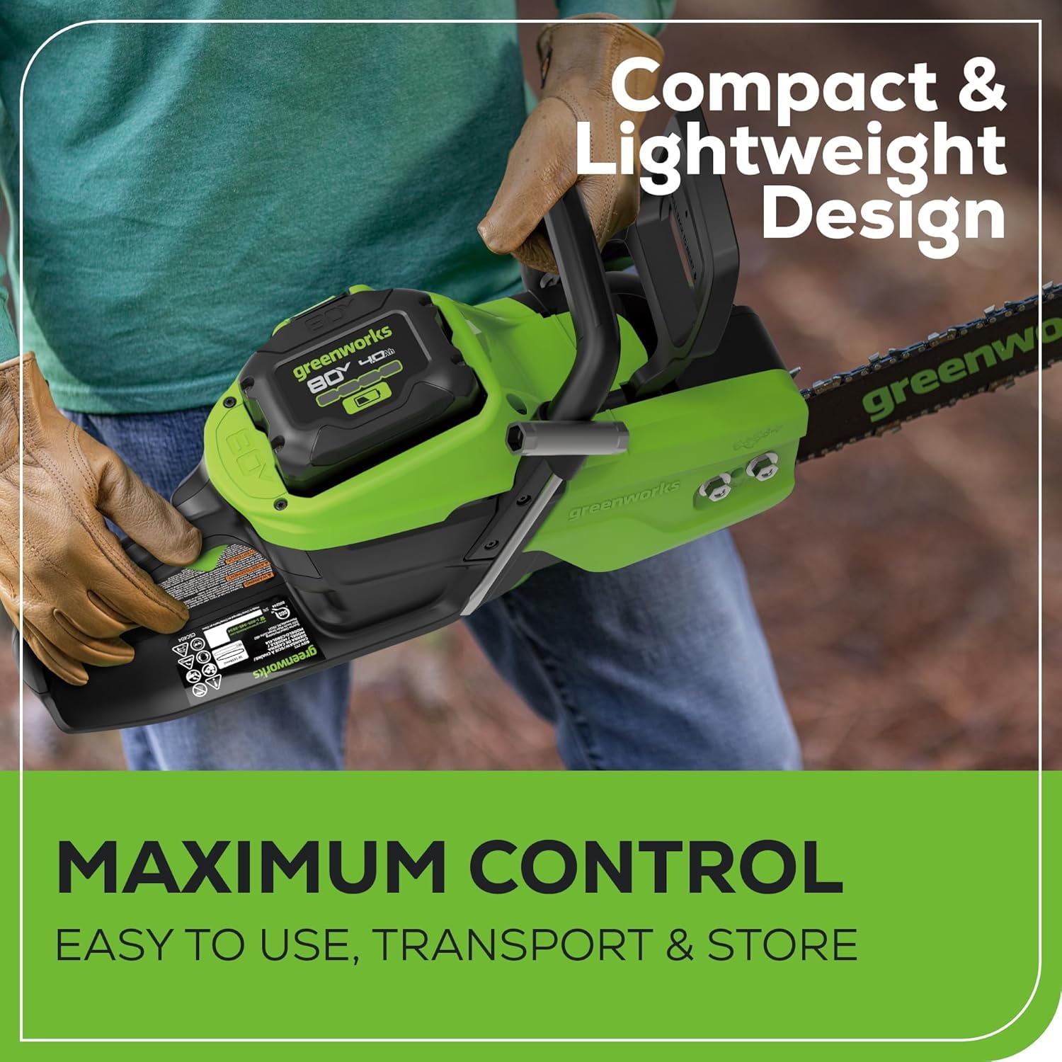 Greenworks 80V 16" Brushless (2.0 kw) Chainsaw (Gen 2), 2.5Ah Battery and 2A Charger