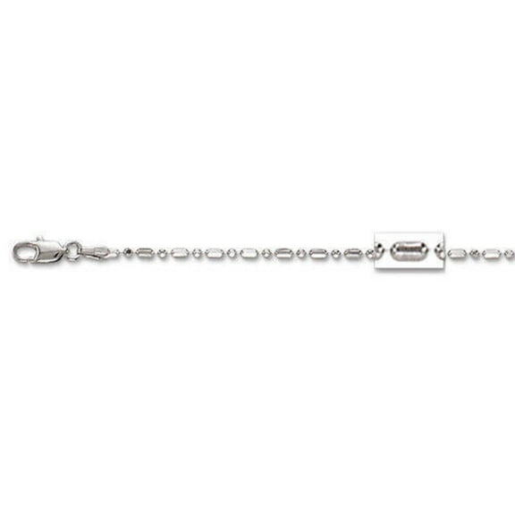 14K 16in White Gold Diamond Cut/TexturedBar  Bead Chain with Lobster Clasp, Approx 4g