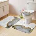 thumbnail image 2 of Gray Gold Marble Bath Mat 3 Piece Bathroom Rug Set, Modern Abstract Marble Crack Texture Non Slip Bath Rug Contour Mat and Toilet Lid Cover, Absorbent Shower Mats Soft Bath Rugs and Mats Sets, 2 of 8