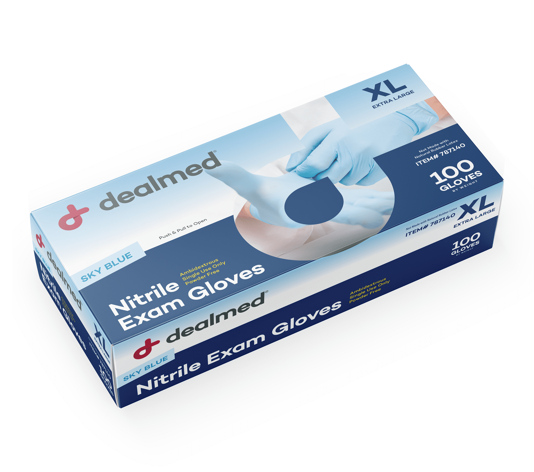 Dealmed Sky Blue Nitrile Exam Gloves, Disposable NonIrritating Latex