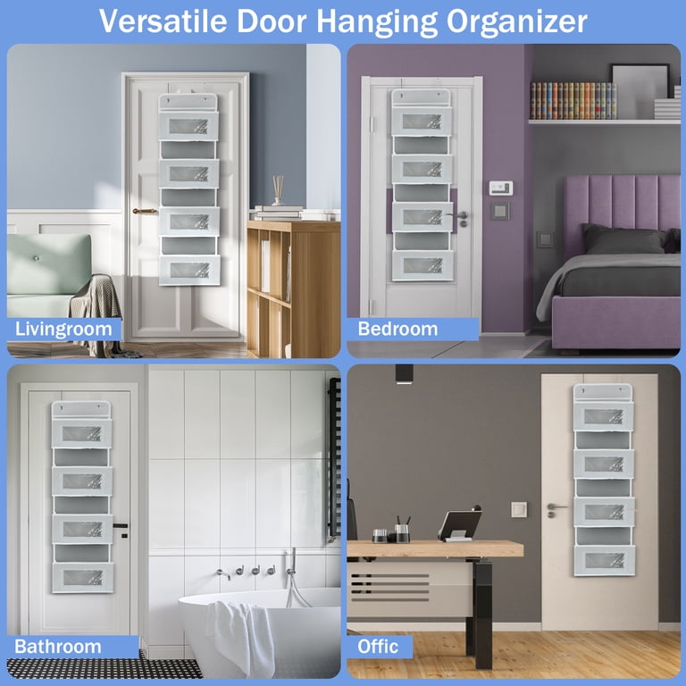 BUSATIA Over the Door Organizer with 4 Clear Shelves, Gray photo 4