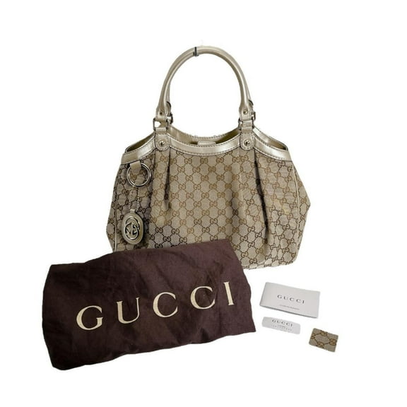 Pre-Owned Gucci GG Canvas Sooki Tote Bag, Handbag, 211944, Beige (Good)