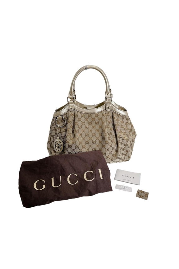 Pre-Owned Gucci GG Canvas Sooki Tote Bag, Handbag, 211944, Beige (Good)