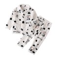 thumbnail image 3 of JAJAHO Girls Flannel Fluffy Pajama Cute Cow Print Long Sleeve Button Down Sleepwear 2 Piece Pjs For Kids 18M-13Y, 3 of 6