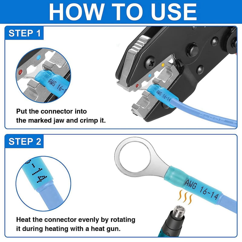 1120PC Marine Grade Heat Shrink Wire Connectors-Electrical Connectors Kit AWG22-10 Waterproof Insulated Crimp Connector