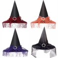 thumbnail image 4 of Sombrero de bruja de Halloween JAMW Vintage transparente con estampado de velo de encaje burdeos, 4 of 4