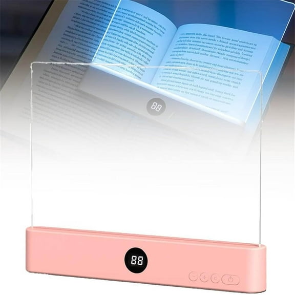 Smart Led Book Light, Rechargeable 3 Color Flat Student Reading Lamp, Led Night Light with Timer & Brightness Adjustment, Kids Eye Protection Light for Night Reading (Pink)