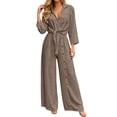 thumbnail image 3 of HAYIMI Womens Fall Outfits Sets 2 Pieces Casual Long Sleeve Tops With Button Front And Pocket Trousers Solid Color Leisure Clothes Sets, 3 of 8