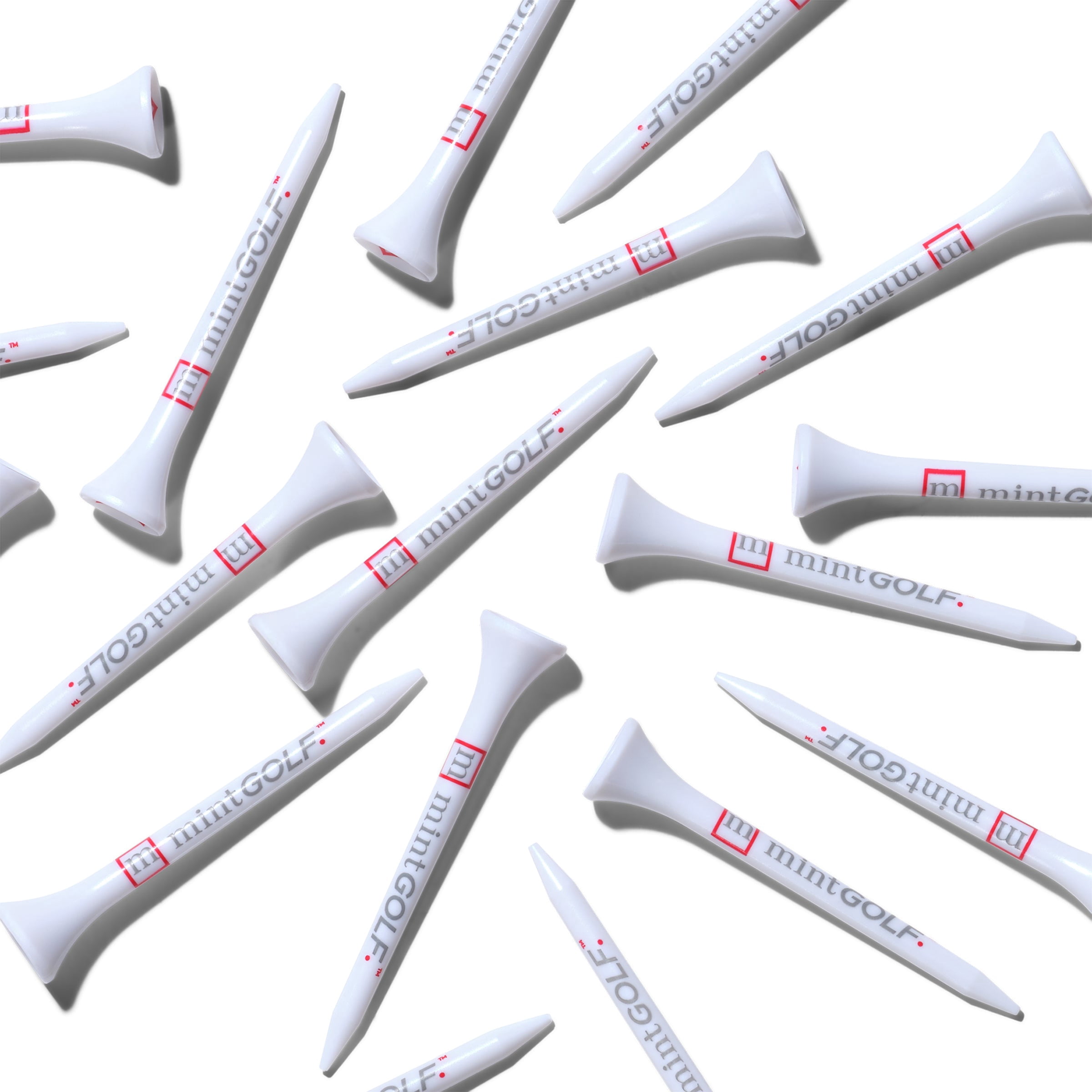 MintGOLF Distance Pro Premium Plastic Tees (White)