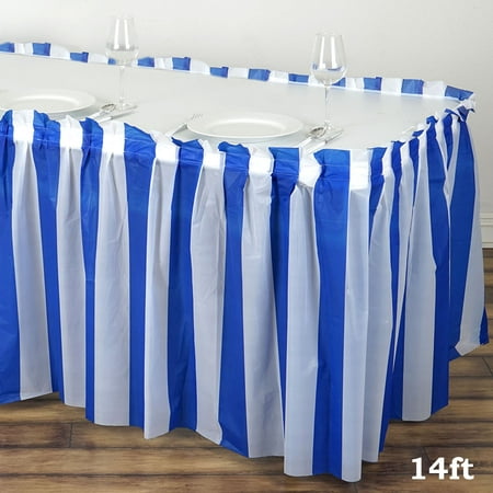 BalsaCircle 14 feet x 29-Inch Plastic Stripe Banquet Table Skirt - Wedding Party Trade Show Booth Events Linens