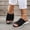 Black, variant on Women's Breathable Knit Mesh Slide Sandals Open Toe Comfort Wedge Footwear Khaki 36