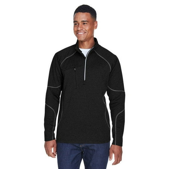 North End 88175 Men's Catalyst Performance Fleece Quarter-Zip Pullover-Black-2XL