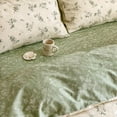 thumbnail image 3 of JOLUSERE Ensemble de Housse de Couette 100 % Coton Biologique, 3 Pcs Vert Vintage Floral Réversible Ensemble de Literie Doux Très Grand, 3 of 12