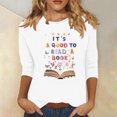 thumbnail image 1 of Jienlioq Hauts à Manches Longues pour Femmes Mode Féminine Imprimé Décontracté Chandail Col Rond T-Shirt Manches 3/4 Offres Cyberlundi, 1 of 4