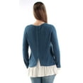 thumbnail image 3 of Kensie Womens Ruffled Contrast Pullover Sweater, Blue, Medium, 3 of 3