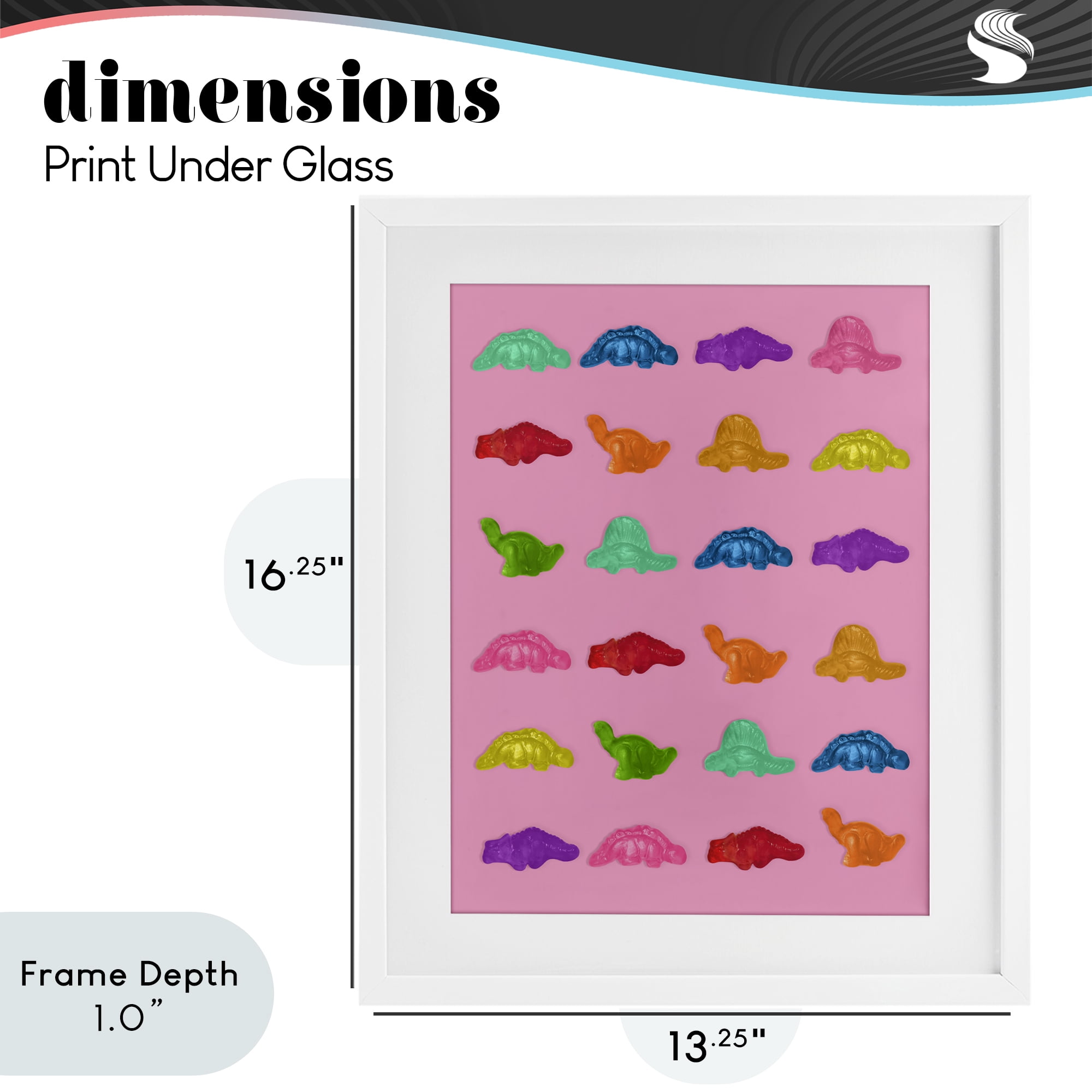 Stupell Industries Dinosaur Gummies on Pink White Framed Print Under Glass, design by LISH Creative