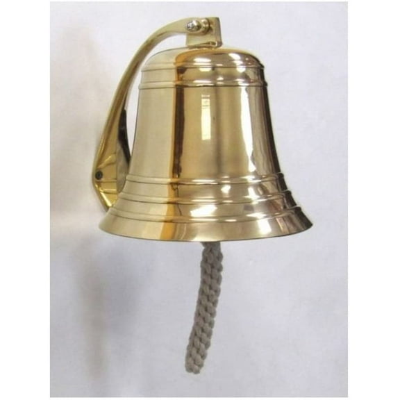 Melodic Splendor: 9" Solid Brass Hanging Bell with Polished Finish