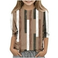 thumbnail image 2 of Frnrwgo Boys Girls Tshirt Brown 3/4 Sleeve Crewneck T Shirt Lightweight Casual School Fashion Daily Spring Summer Shirt 3-12, 2 of 5
